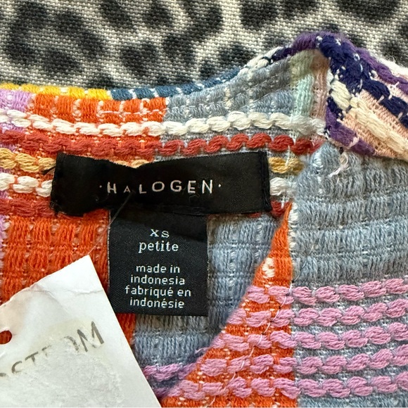 Halogen Nordstrom Multicolor Plaid Short Sleeve Top XSP - Picture 4 of 11